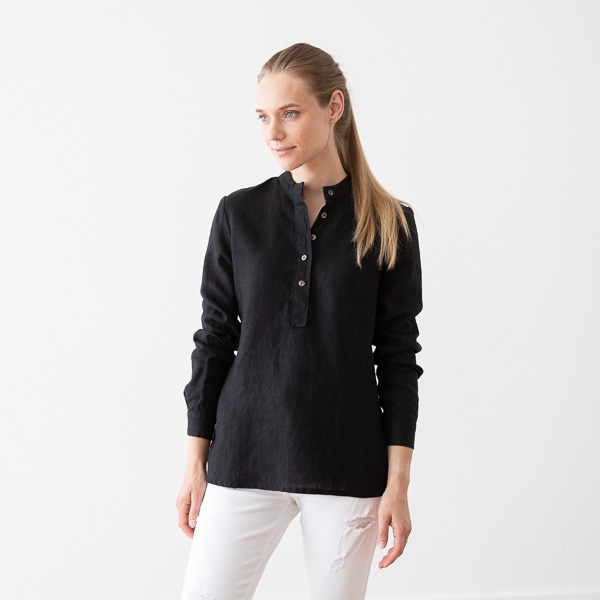linenme Black Linen Shirt Toby