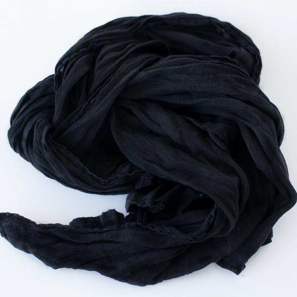 Linenme Black Linen Summer Scarf Garza