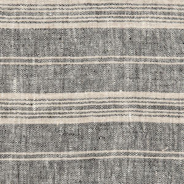 linenme Black Multi Striped Linen Fabric Prewashed