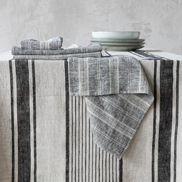 Linenme Black Multi Striped Linen Napkin