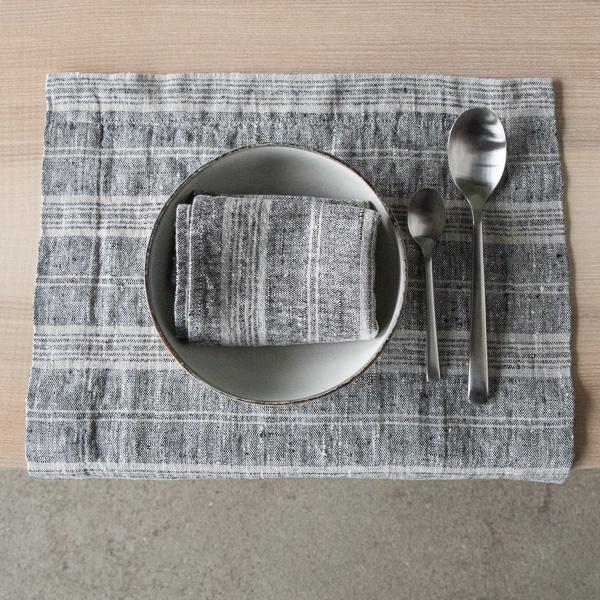 Linenme Black Multi Striped Linen Napkin