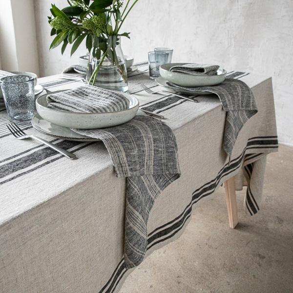 Linenme Black Multi Striped Linen Napkin