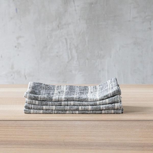 linenme Black Multi Striped Linen Napkin