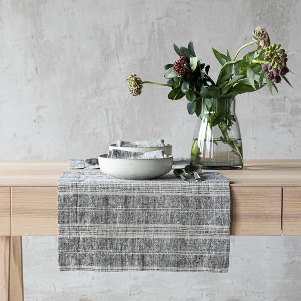 Linenme Black Multi Striped Linen Placemat