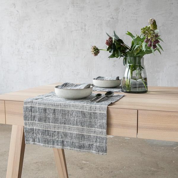 Linenme Black Multi Striped Linen Placemat