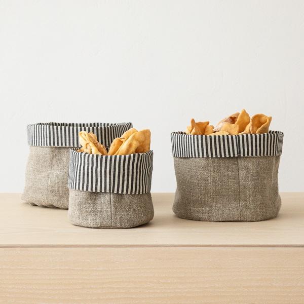 Linenme Black Striped Linen Cotton Basket Jazz