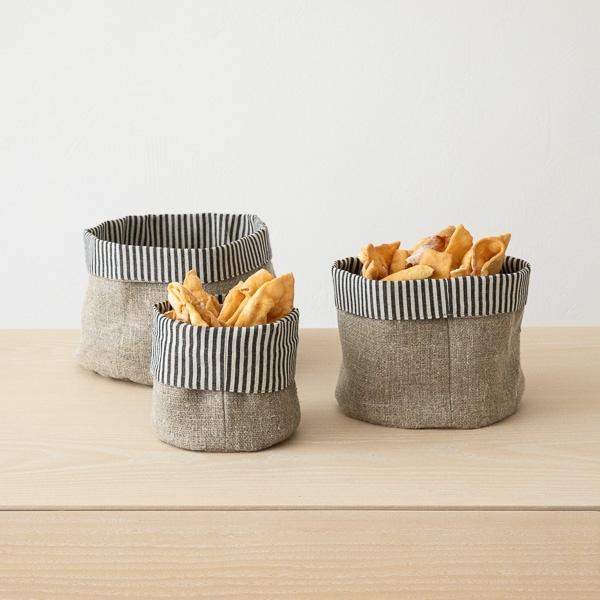 Linenme Black Striped Linen Cotton Basket Jazz