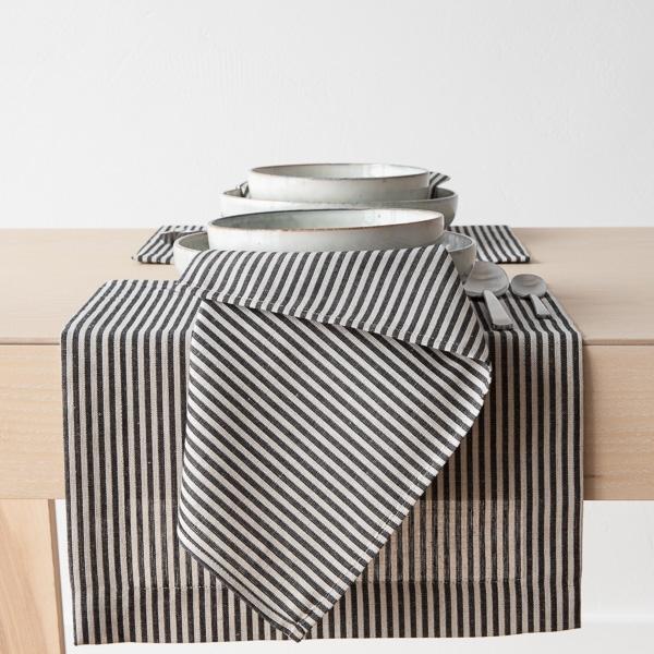 Linenme Black Striped Linen Cotton Napkin Jazz