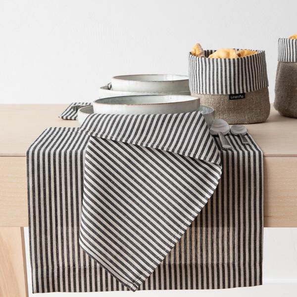 Linenme Black Striped Linen Cotton Napkin Jazz