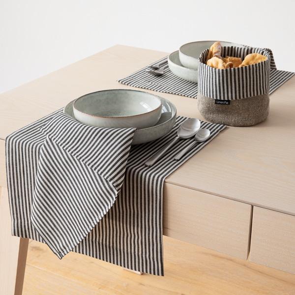 Linenme Black Striped Linen Cotton Napkin Jazz