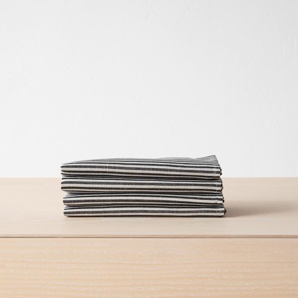 linenme Black Striped Linen Cotton Napkin Jazz