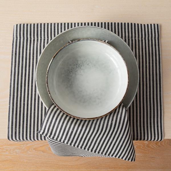 Linenme Black Striped Linen Cotton Placemat Jazz