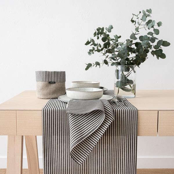 Linenme Black Striped Linen Runner Jazz
