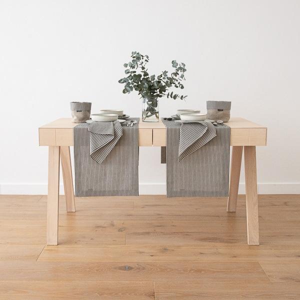 Linenme Black Striped Linen Runner Jazz