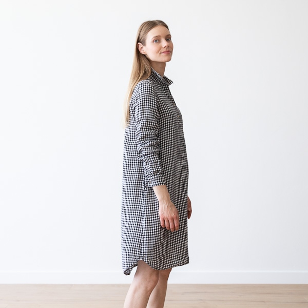 Linenme Black White Gingham Linen Dress Camilla