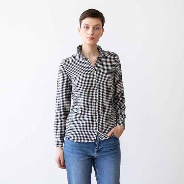 linenme Black White Gingham Linen Shirt Ernesto