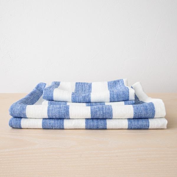 Linenme Blue Linen Bath Towels Set Philippe