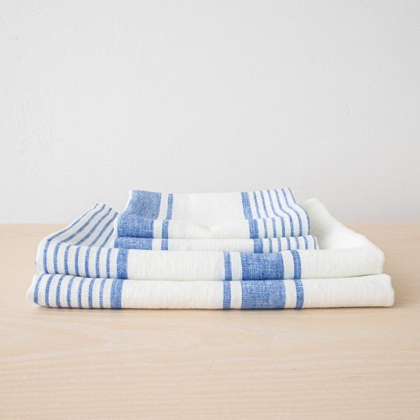 Linenme Blue Linen Bath Towels Set Tuscany