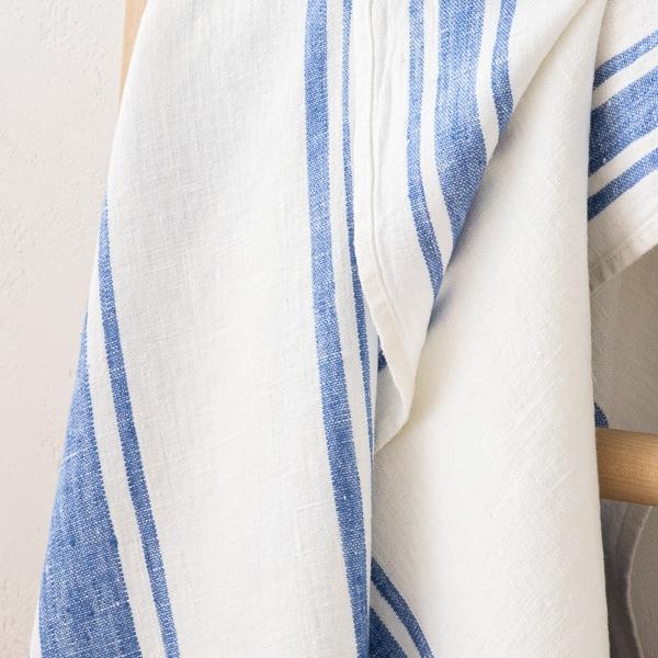 Linenme Blue Linen Bath Towels Set Tuscany
