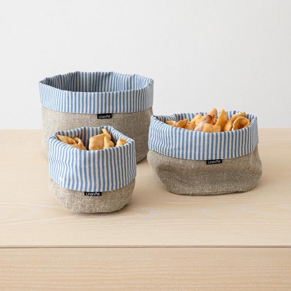 Linenme Blue Linen Cotton Basket Jazz