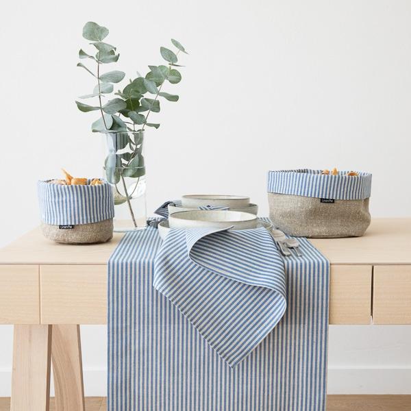 Linenme Blue Linen Cotton Basket Jazz