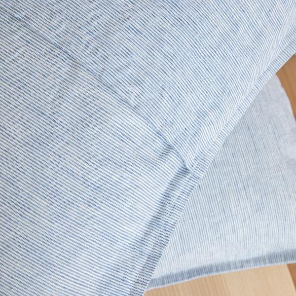 Linenme Blue Linen Cushion Cover Pinstripe Washed