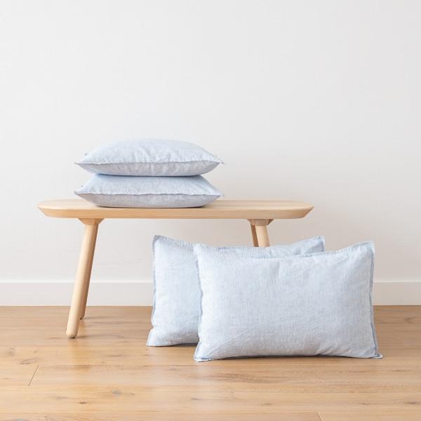 Linenme Blue Linen Fabric Prewashed Pinstripe