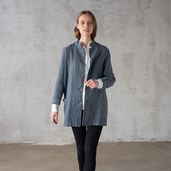 Linenme Blue Linen Jacket Short Paolo