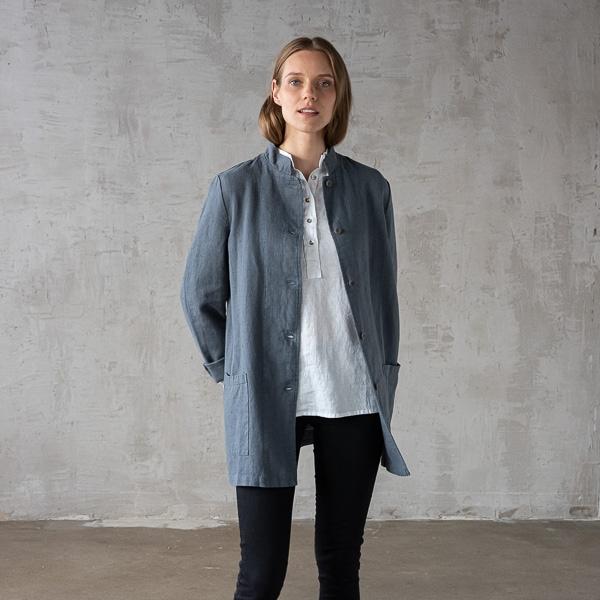 Linenme Blue Linen Jacket Short Paolo