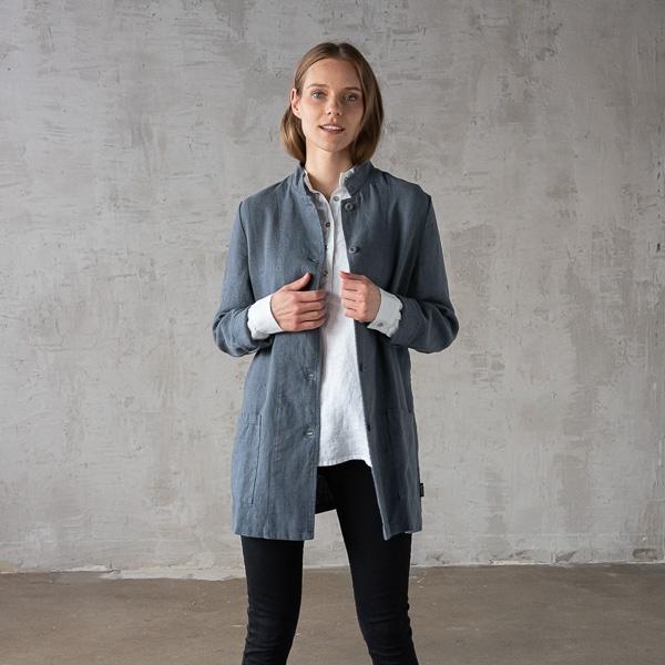 linenme Blue Linen Jacket Short Paolo