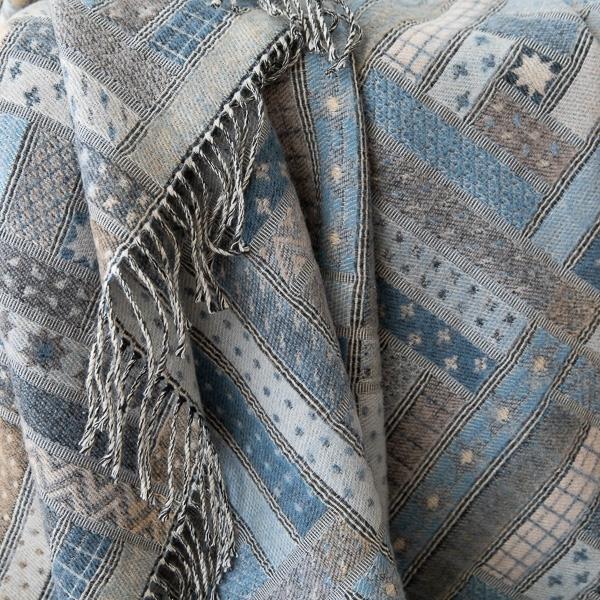 Linenme Blue Merino Wool Throw Marta