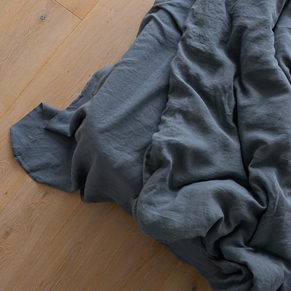 Linenme Blue Stone Washed Bed Linen Flat Sheet