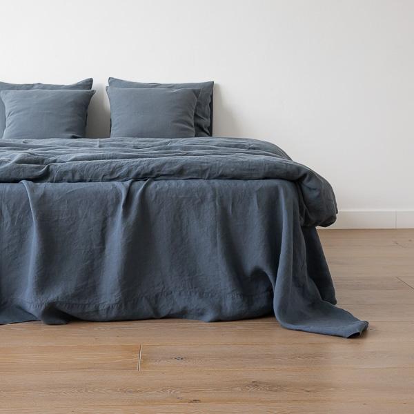linenme Blue Stone Washed Bed Linen Flat Sheet