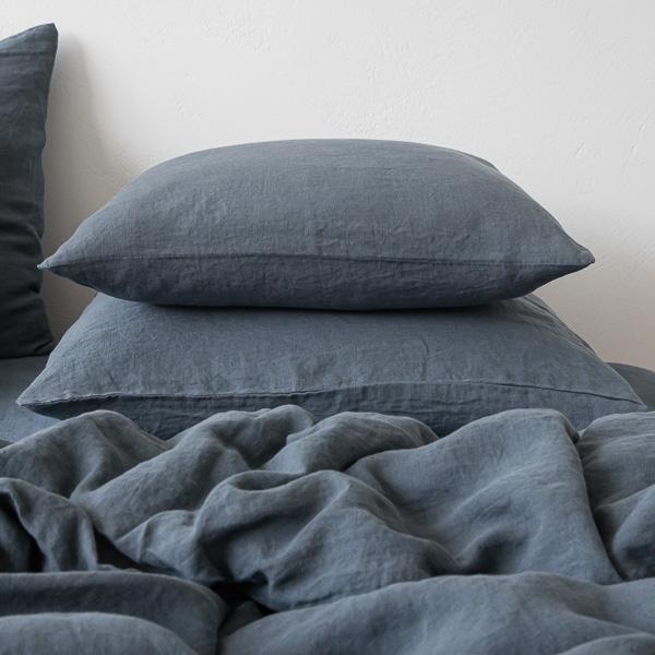 Linenme Blue Stone Washed Bed Linen Pillow Case