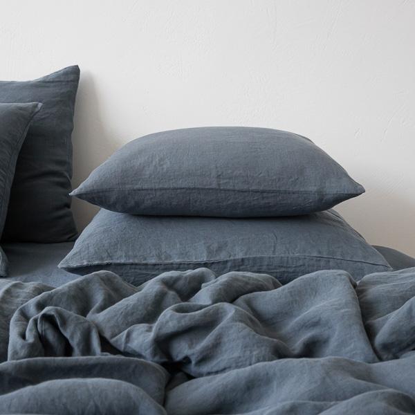linenme Blue Stone Washed Bed Linen Pillow Case