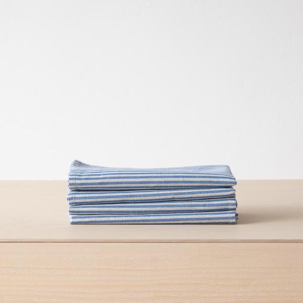 linenme Blue Striped Linen Cotton Napkin Jazz