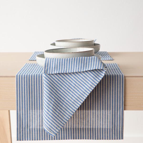 Linenme Blue Striped Linen Cotton Placemat Jazz