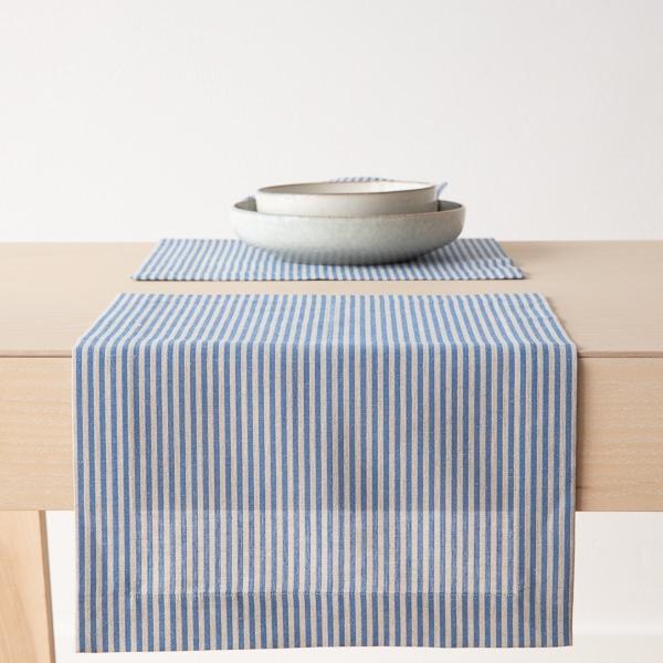 linenme Blue Striped Linen Cotton Placemat Jazz