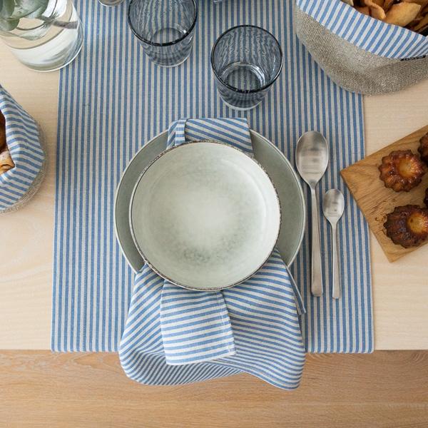 Linenme Blue Striped Linen Runner Jazz