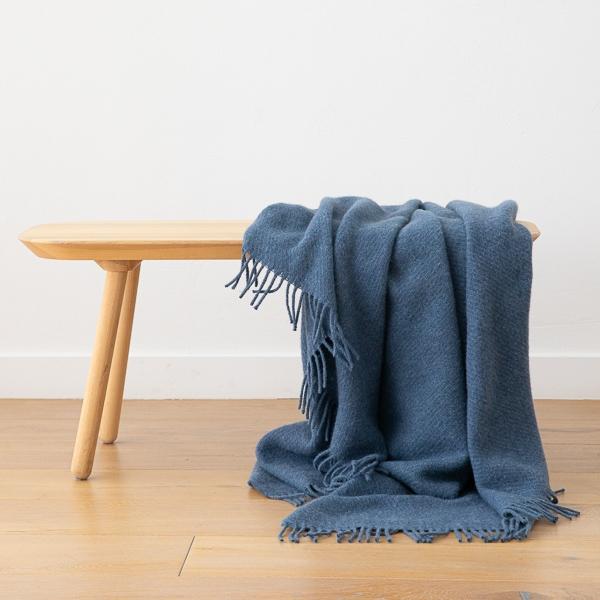 Linenme Blue Wool Throw Paula