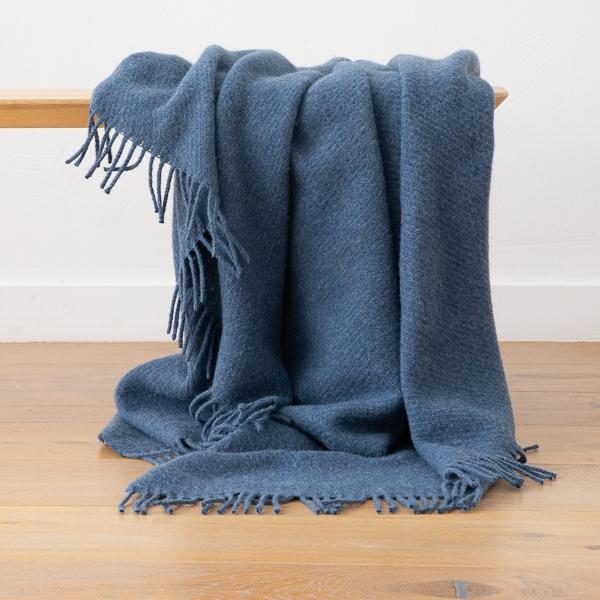 linenme Blue Wool Throw Paula
