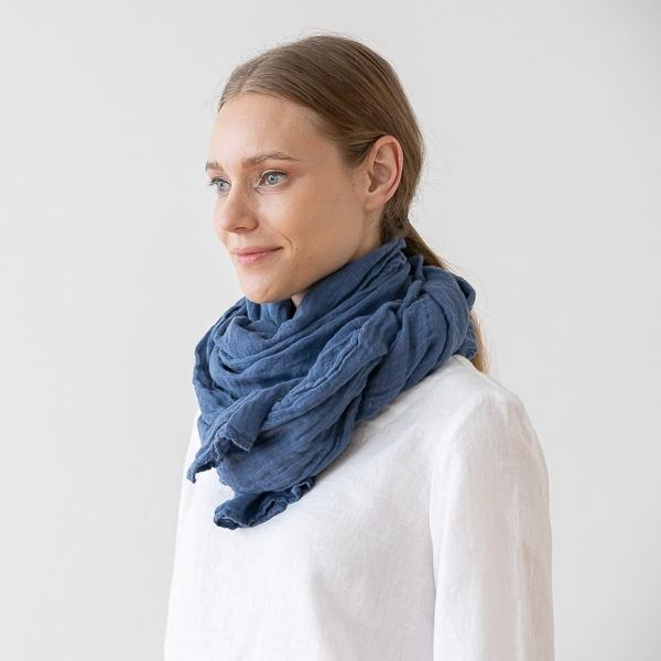 Linenme Blueberry Linen Summer Scarf Garza