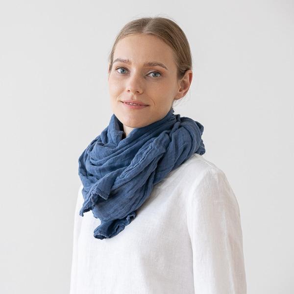 Linenme Blueberry Linen Summer Scarf Garza