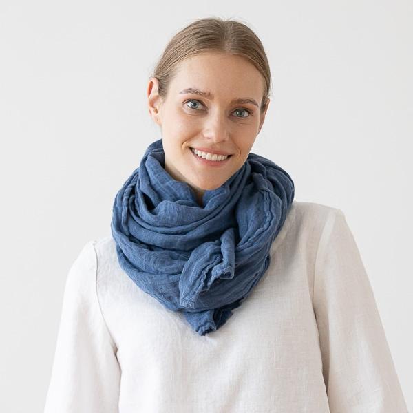 linenme Blueberry Linen Summer Scarf Garza