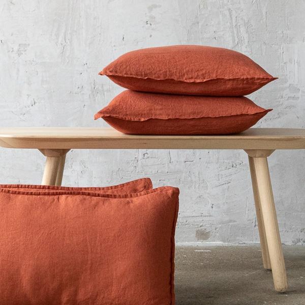 Linenme Brick Linen Cushion Cover Stone Washed