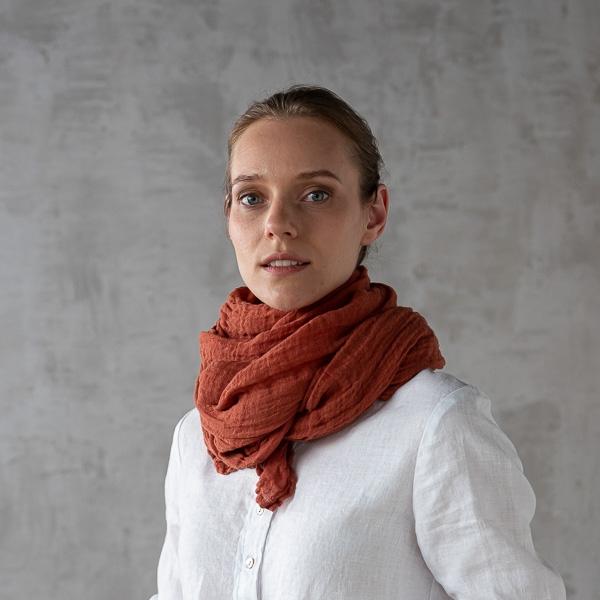 Linenme Brick Linen Summer Scarf Garza
