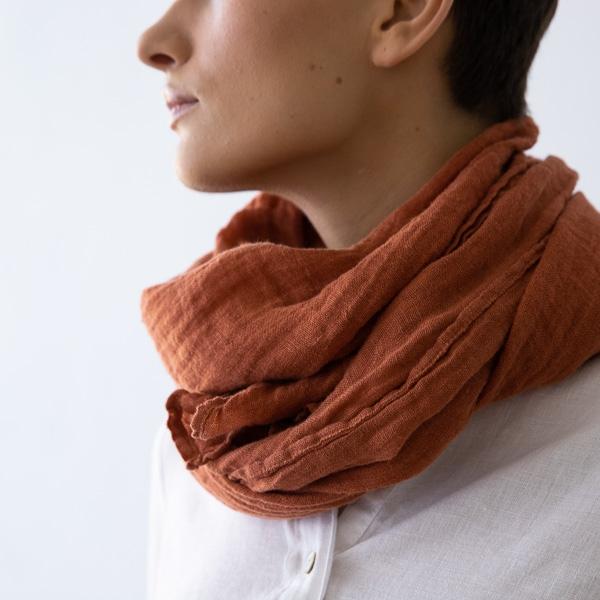 Linenme Brick Linen Summer Scarf Garza