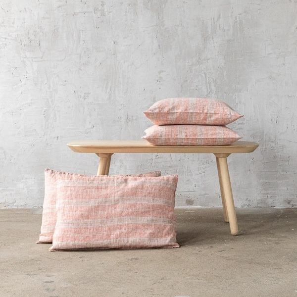 Linenme Brick Natural Linen Fabric Multistripe