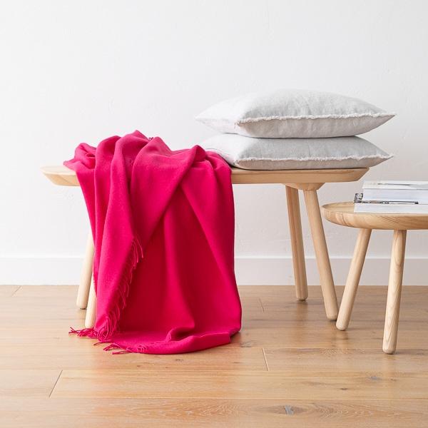 Linenme Bright Pink Baby Alpaca Throw Bella