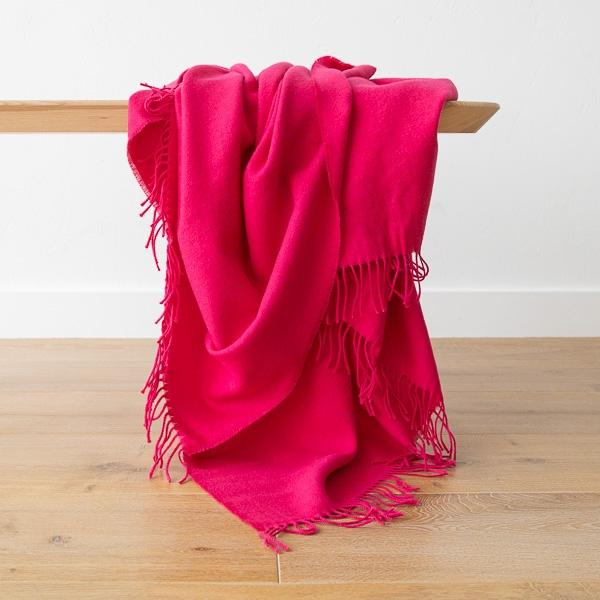 linenme Bright Pink Baby Alpaca Throw Bella